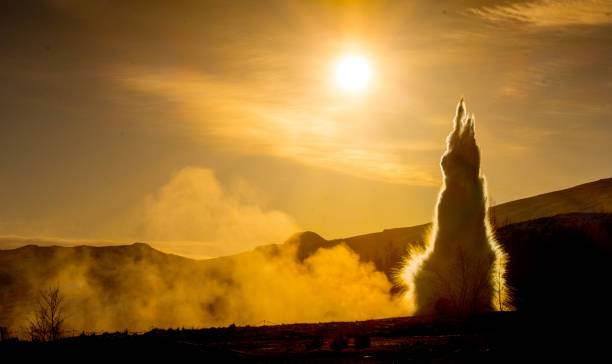A vertical view of the Strokkur Geysir in southern Iceland