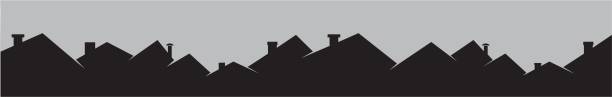 Roofs and smokestackes, cityscape Roofs and smokestackes, cityscape. Black silhouette. Vector icon. Background. cityscape patterns stock illustrations
