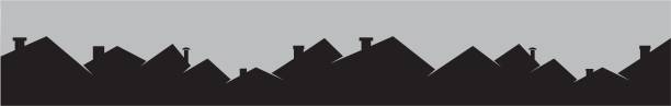 Roofs and smokestackes, cityscape Roofs and smokestackes, cityscape. Black silhouette. Vector icon. Background. frame outline silhouette stock illustrations