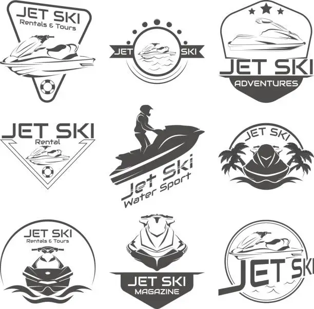 Vector illustration of Set Logo jet ski, scooter
