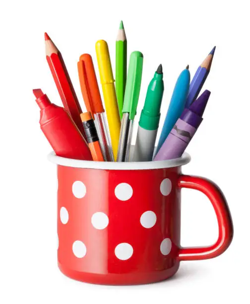 Photo of Pen holder with colored pens and pencils