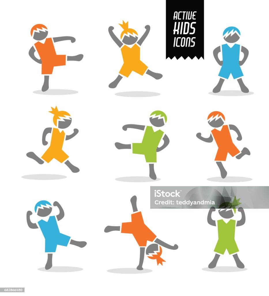 Bộ Trẻ Em Thể Thao Cách Điệu Dễ Thương Biểu Tượng Thúc Đẩy Lối ...