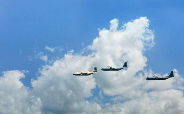 istock Planes fly against the background of clouds 682872734