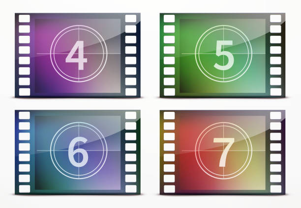 Film screen countdown Vector illustration of film screen countdown background movie sound clips stock illustrations