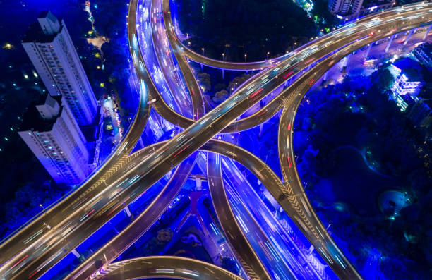 istock Aerial view of Shanghai Highway at Night 682880930