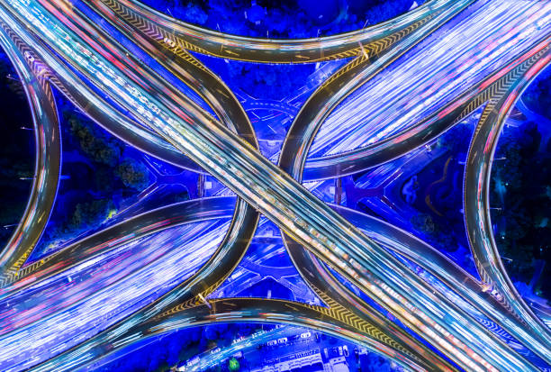 istock Aerial view of Shanghai Highway at Night 682880948