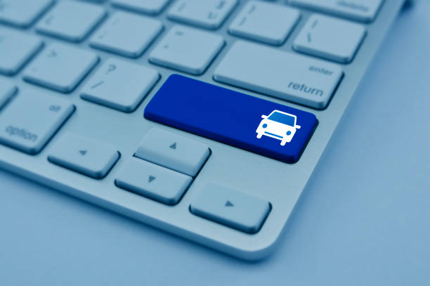 istock Car icon on modern computer keyboard button, Business service car concept 682893172