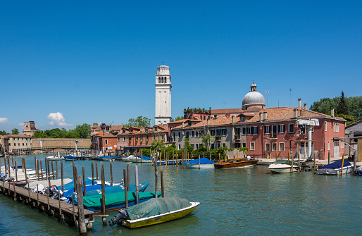 Canal and church of San Pietro di Castello in Venice, Italy