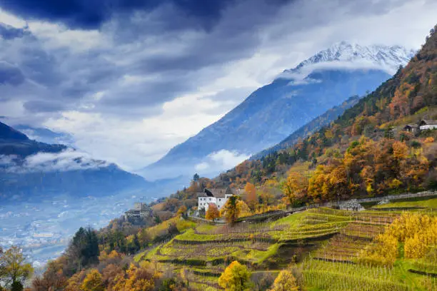 Alpine mountains, Italy, South Tyrol, Meran. Travel concept, Beautiful landscape.