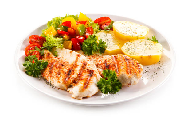 istock Grilled chicken breast and vegetables 682920768