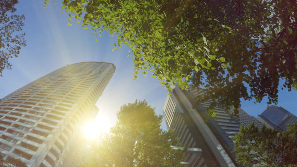 istock Look up the urban high-rise office building from below 682924568