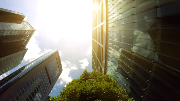 istock Look up the urban high-rise office building from below 682924626