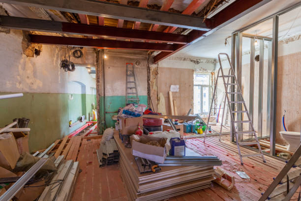 istock Interior of apartment with materials during on the renovation and construction ( remodel wall from gypsum plasterboard or drywall) 682931912