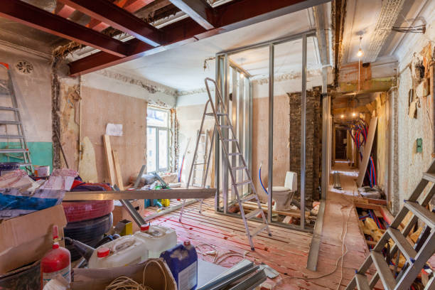 istock Interior of apartment with materials during on the renovation and construction ( remodel wall from gypsum plasterboard or drywall) 682931936