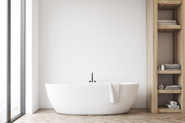 istock Bathroom with closet and white wall 682932834