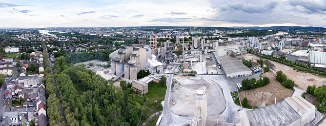 Cement factory and industrial area, aerial view