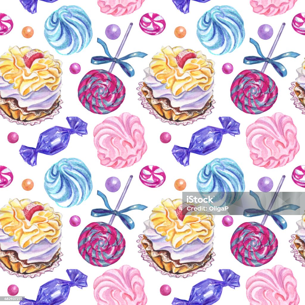 Snacks Sweets Pattern Seamless Pattern Of Sweets Stock Illustration - Download Image Now ...