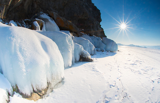 Ice surface of Baikal lake