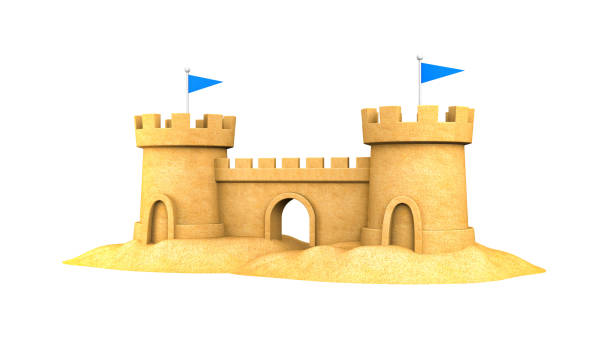 istock Sandcastle on the seaside. 3d illustration 682958256