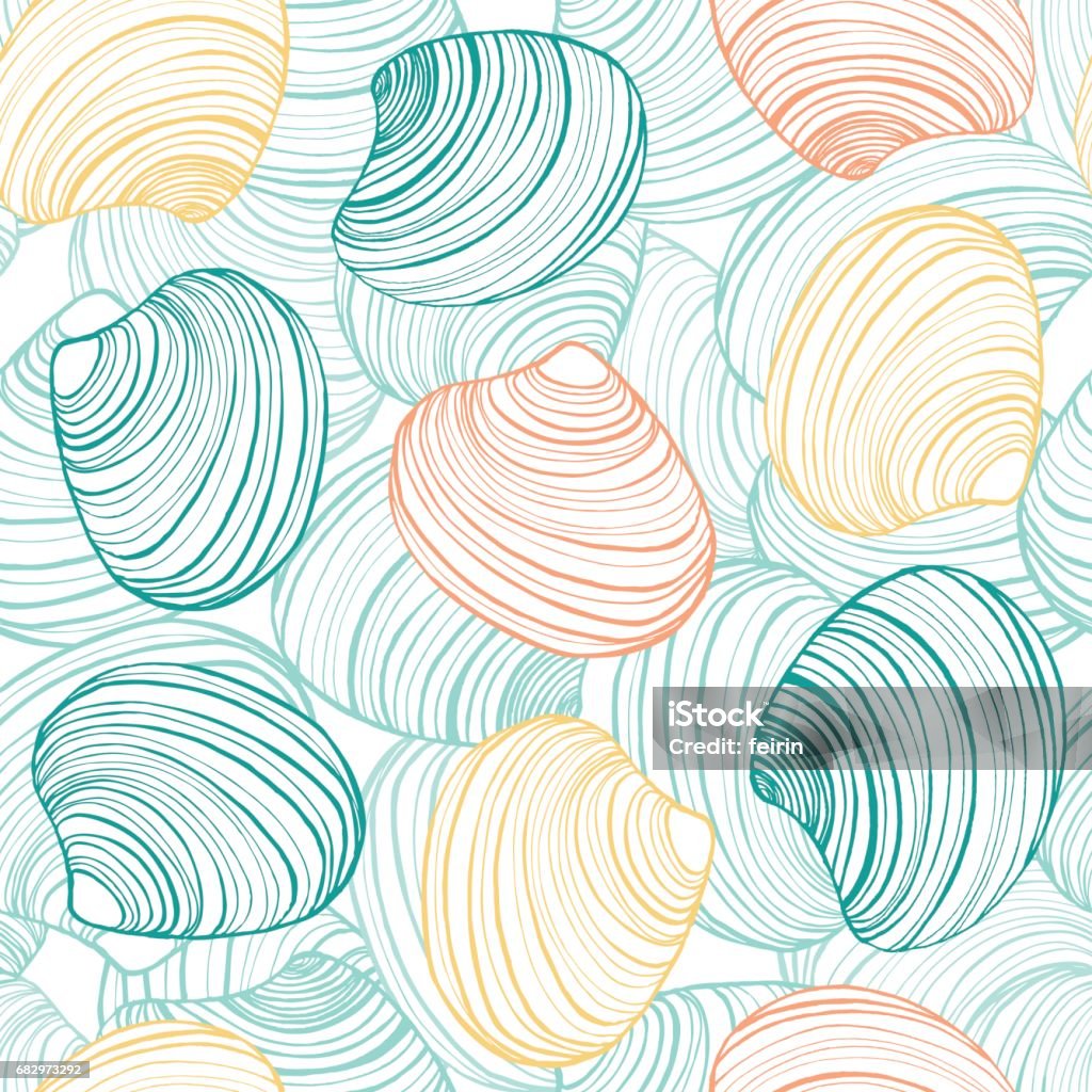 Shell Backround Draw Vector Hand Drawn Colorful Shell Background Stock Illustration ...