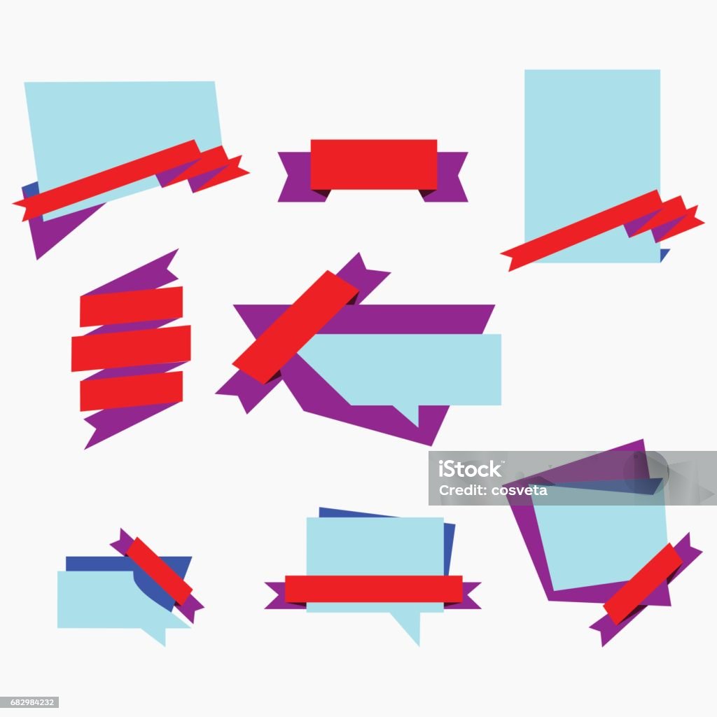 Annocument Sticker Vector Set Announcement Banner Stickers And Labels With Ribbons Stock ...