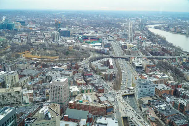 Photo of Aerial view over the city of Boston - BOSTON , MASSACHUSETTS - APRIL 3, 2017