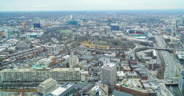 Photo of Aerial view over the city of Boston - BOSTON , MASSACHUSETTS - APRIL 3, 2017