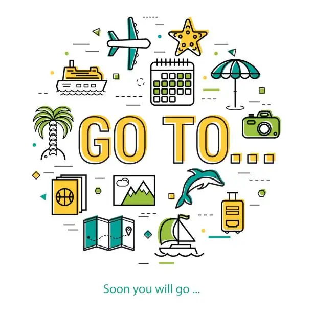 Vector illustration of Soon you will go - round line concept