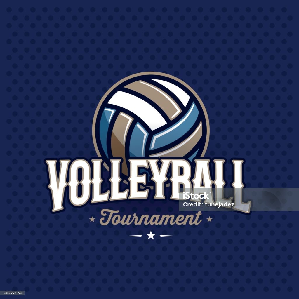 Emblema de vôlei azul - Vetor de Voleibol royalty-free