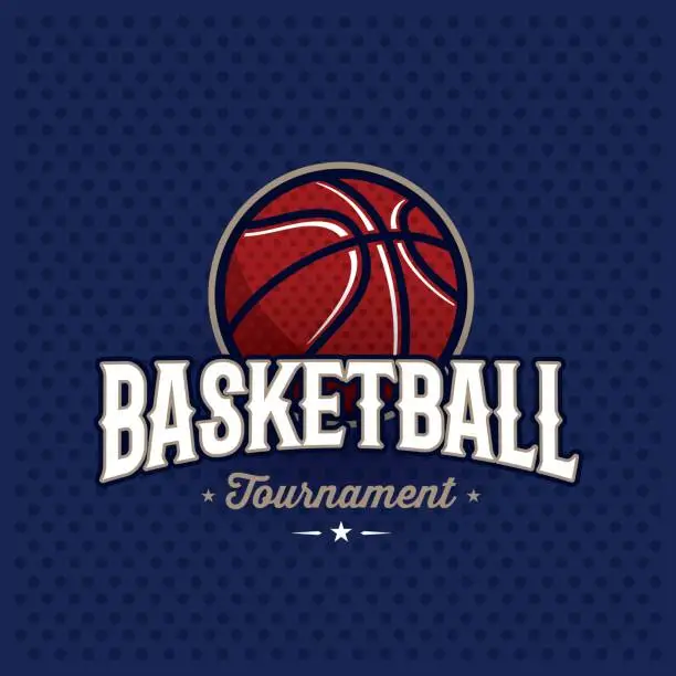 Vector illustration of Basketball emblem red blue