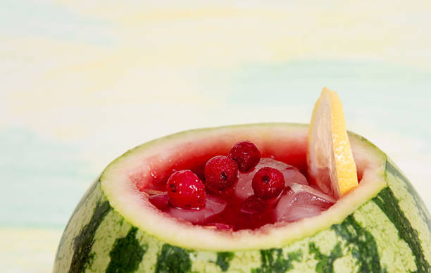 istock Cocktail in the watermelon, fresh smoothie. A refreshing summer drink. 682992956