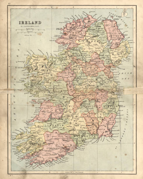 istock Antique damaged map of Ireland in the 19th Century 682993308