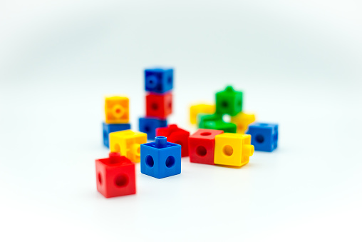 Colorful Plastic Blocks isolated on white background