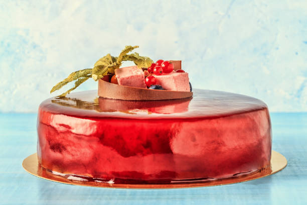 istock Red Cream Icing Cake with Fruits and Chocolate 683003740