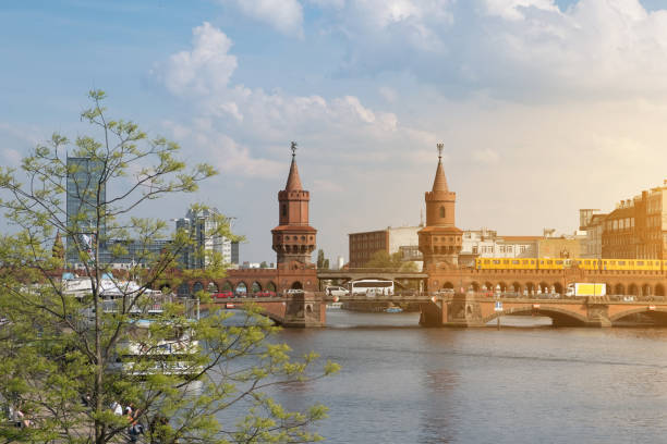 istock Berlin skyline, Oberbaum Bridge and river Spree panorama 683017382