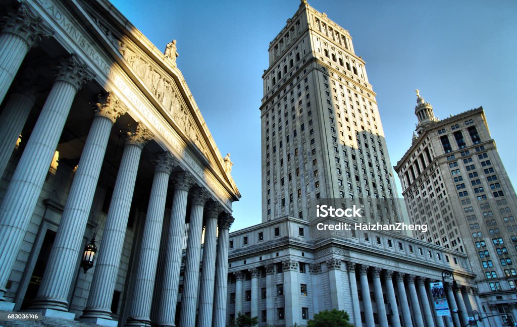 New York, USA: Courthouse and Justice Building New York City, New York State, Building Exterior, Built Structure, City New York City Stock Photo