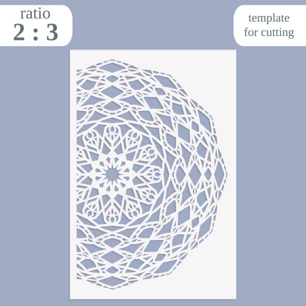 istock Paper openwork greeting card, template for cutting, lace invitation, lasercut metal panel, wood carving, vector illustration 683041520