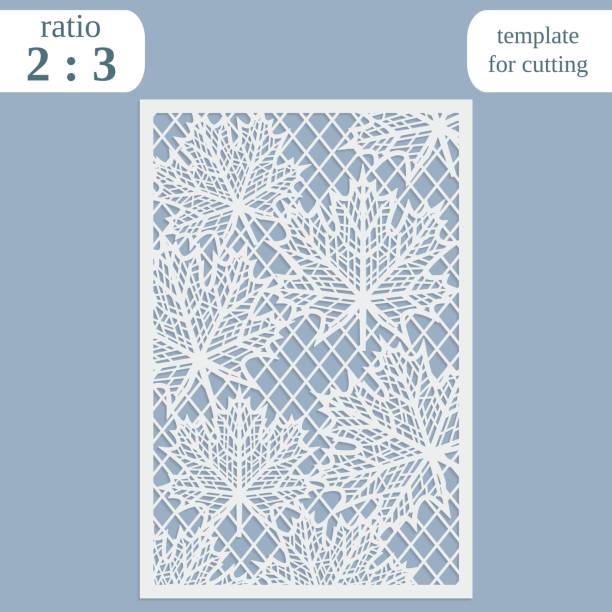 istock Paper openwork greeting card, template for cutting, maple leaves, lace invitation, lasercut metal panel, wood carving, vector illustration 683041570