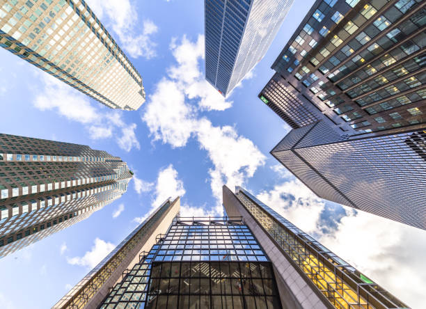 istock Financial district downtown Toronto office buildings and blue sky 683077340
