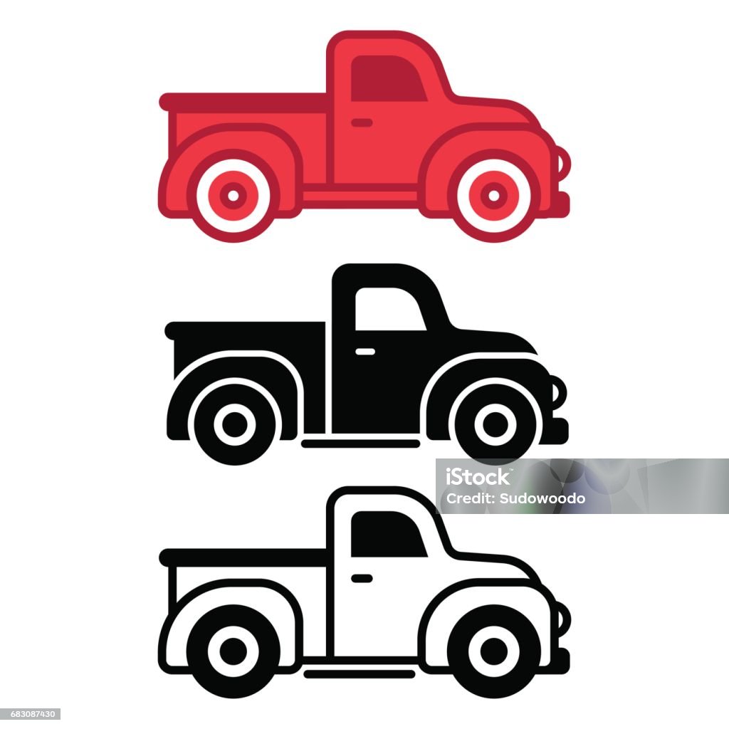 Classic Pickup Truck Set Stock Illustration - Download Image Now - Pick-up  Truck, Truck, Retro Style - iStock