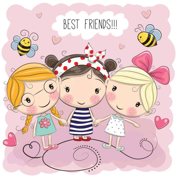 Three Cute Cartoon Girls Stock Illustration - Download Image Now - Girls,  Adult, Art - iStock