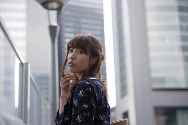 istock Cute woman walking in the city 683098068
