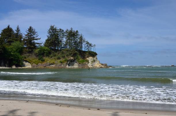 istock Paddle Boarder In Sunset Bay State Park, Oregon 683112146
