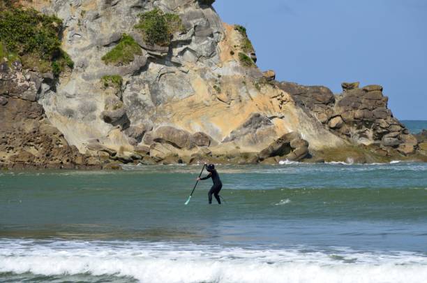 istock Paddle Boarder In Sunset Bay State Park, Oregon 683114930