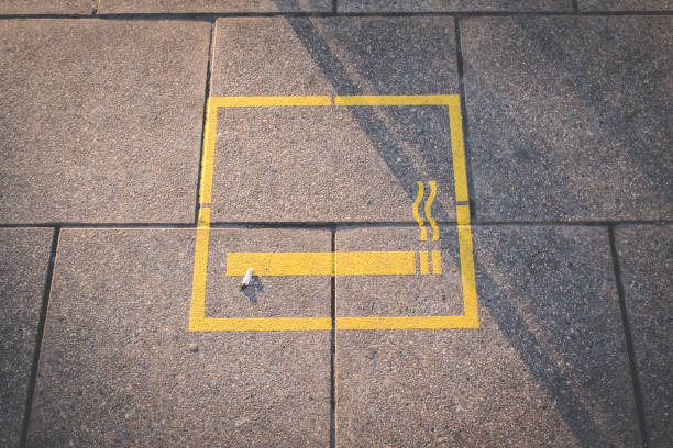 istock cigarette , smoking area symbol on floor 683115116