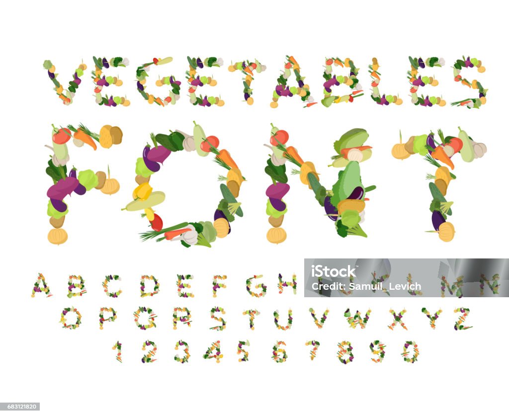 Vegetarian Font Alphabet Of Vegetables Edible Letters Potatoes And Carrots  Letters Vegan Abc Stock Illustration - Download Image Now - iStock