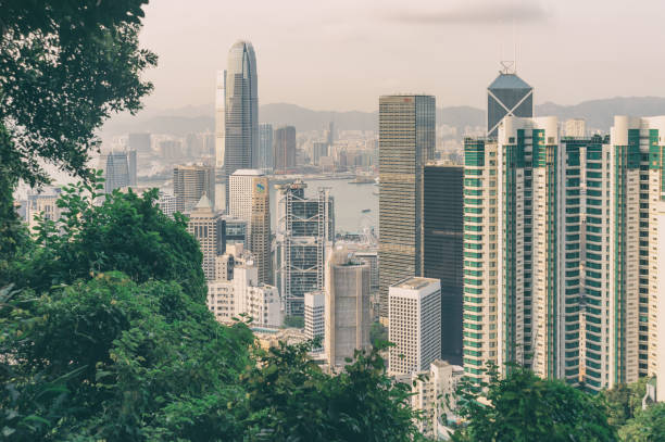 istock Hong Kong Skyline from Victoria Peak with vintage filter 683135878