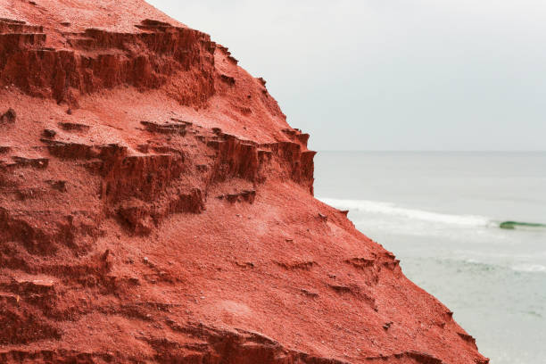 Red cliff detail in Varkala beach India