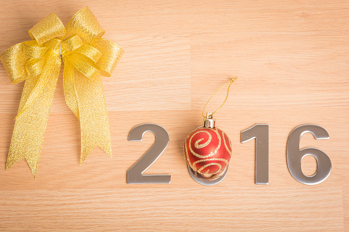 New year decoration, Closeup on 2016 on wooden background