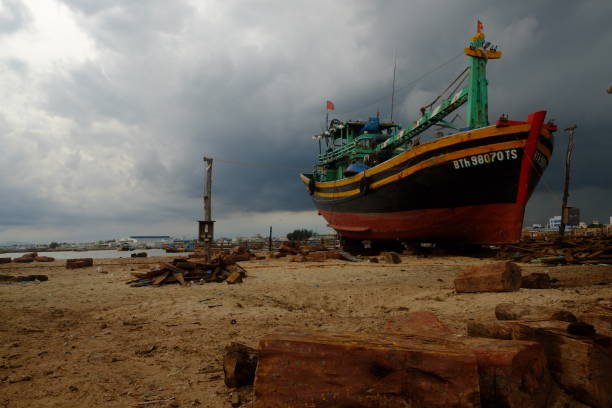 Vietnamese Fishing Boat in dry dock in Phan Thiet, Vietnam